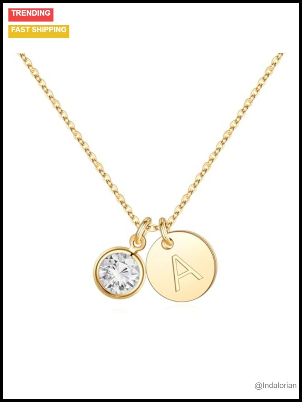 Initial Birthstone Necklace Adjustable Dainty Gift for Women